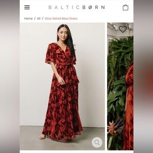 Baltic Born Rust Orange Velvet Wrap Dress Size S NWT